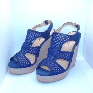 Lucky Brand Blue Wedges 7.5